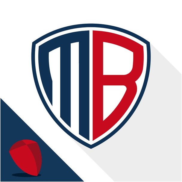 Иконка логотип / значок щит с комбинацией инициалов M & B
 - Вектор,изображение