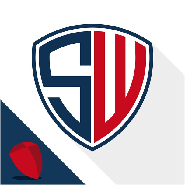 Simge logo / kalkan rozeti S ve W baş harfleri bir kombinasyonu ile - Vektör, Görsel