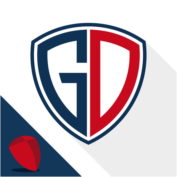 Logotipo de icono / placa de escudo con una combinación de iniciales de G & D
 - Vector, imagen