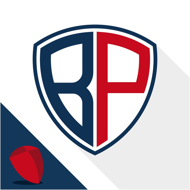 Logotipo de icono / placa de escudo con una combinación de iniciales B & P
 - Vector, imagen