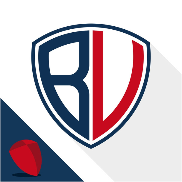 Иконка логотип / значок щит с комбинацией B & V инициалы
 - Вектор,изображение