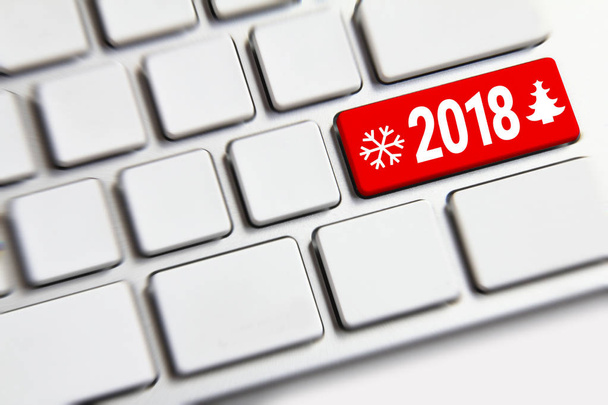 New year 2018 on the keyboard.  - Photo, Image