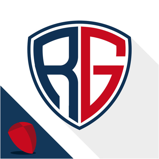 Simge logo / kalkan R ve G harfleri kombinasyonu ile rozet - Vektör, Görsel