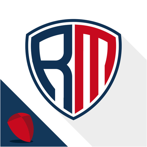 Иконка логотип / значок щит с комбинацией R & M инициалов
 - Вектор,изображение