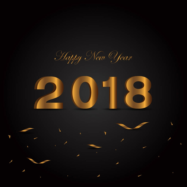 2018 gelukkig Nieuwjaar getallen met gouden kleur achtergrond. - Vector, afbeelding