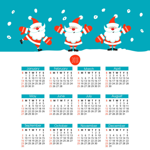 Calendário de Natal 2018
 - Vetor, Imagem