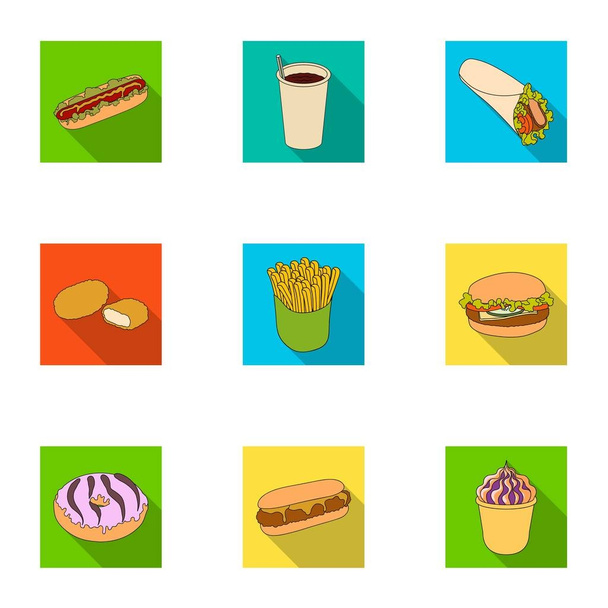 Rinfreschi, spuntini, veloce, e l'altra icona web in stile piatto.Hot, cane, panino, icone in collezione set
. - Vettoriali, immagini