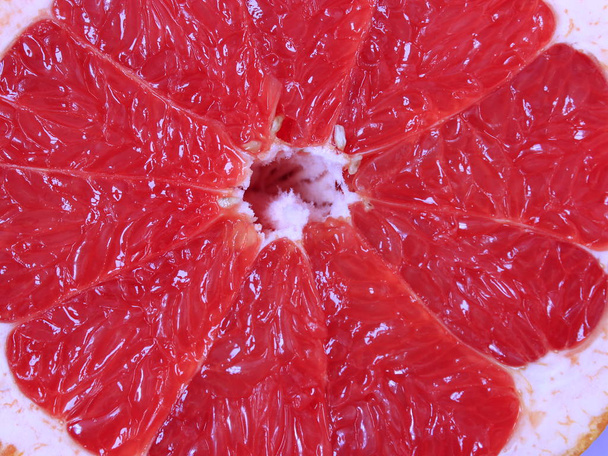 macro of cut red grapefruit - Photo, Image