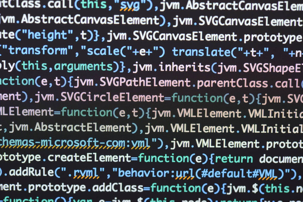 Real Java Script code developing screen. Programing workflow abs - Photo, Image
