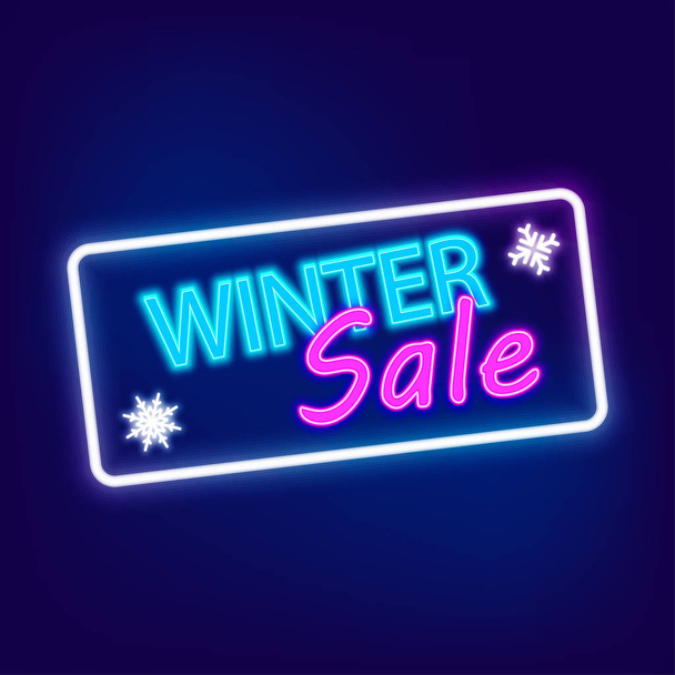 Neon banner Winter sale - Vector, Image
