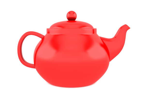 piros teáskanna elszigetelt fehér background - Fotó, kép