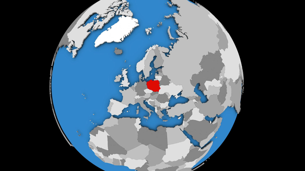 Zoom sur la Pologne sur le globe
 - Séquence, vidéo