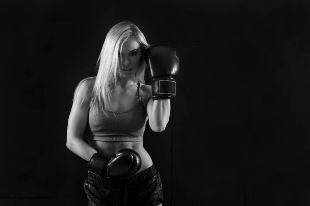 beautiful woman with the boxing gloves - Photo, image