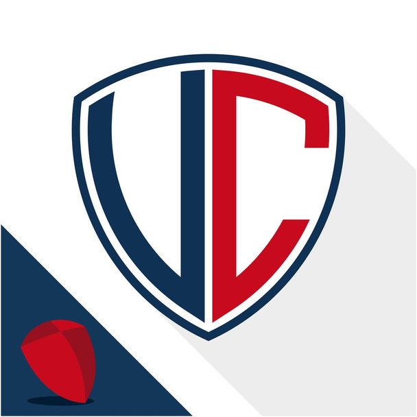 Pictogram logo / schild badge met combinatie van V & C initialen - Vector, afbeelding