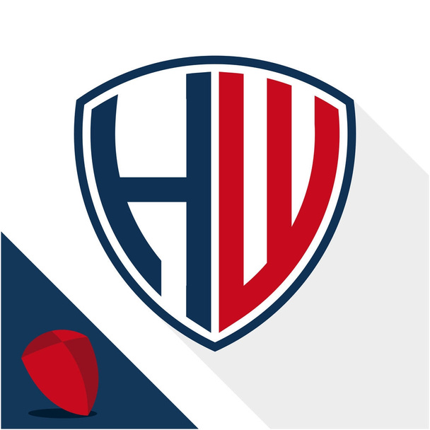 Simge logo / kalkan H ve W baş harfleri kombinasyonu ile rozet - Vektör, Görsel