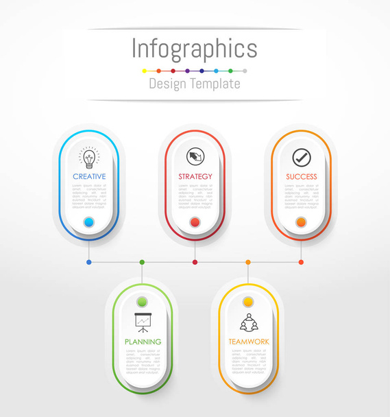 Infographic design elements for your business data with 5 options, parts, steps, timelines or processes. Vector Illustration. - Vector, Imagen