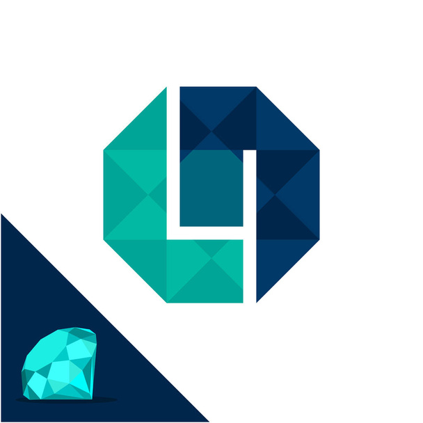 Ikona logo z diamentem / wielokątne koncepcja z kombinacją liter litera L & N - Wektor, obraz