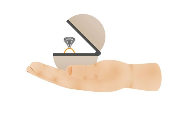 διαμαντένιο δαχτυλίδι με αποχρώσεις του γκρι και το χέρι - Διάνυσμα, εικόνα