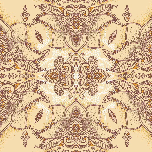 königliches, nahtloses Ornament mit stilisierten Lotusblumen im orientalischen oder mittelalterlichen Stil, Paisley-Muster, Vektorillustration - Vektor, Bild
