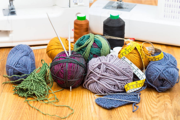 various knitting materials and sewing machines - Photo, Image