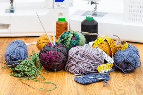 knitting yarn, threads and sewing machines - Photo, Image