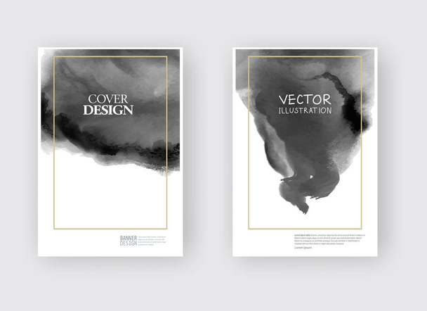 Elegant brochure template design ink brush element - Vetor, Imagem