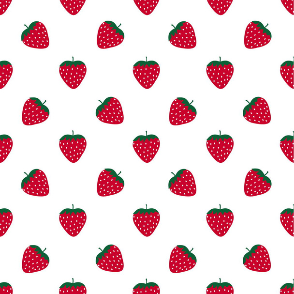 isolierte nahtlose Muster Erdbeere auf weißem Hintergrund abstrakte bunte Beerenvektorillustration. Design für Karte, Druck, Vorlage, Tapete - Vektor, Bild