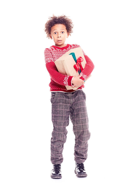 Boy posing with gift box - Fotó, kép