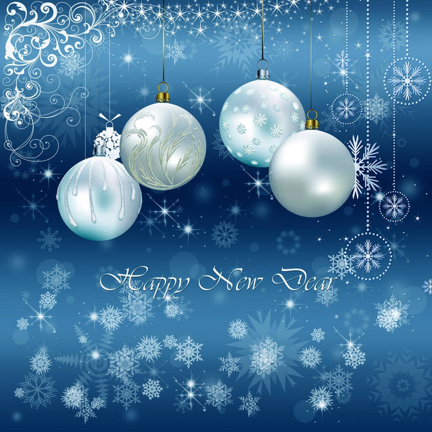 Χριστουγεννιάτικη νιφάδα χιονιού και διακόσμηση φόντο με μπλε καλά Χριστούγεννα στολίδια - Φωτογραφία, εικόνα