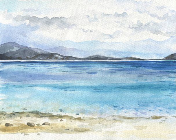 Aquarelle océan peinture à la main illustration
. - Photo, image
