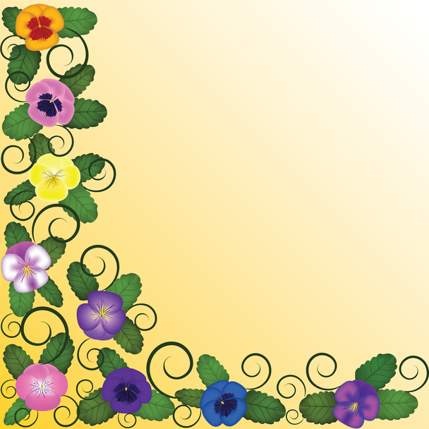 Background with pansies - Vector, afbeelding