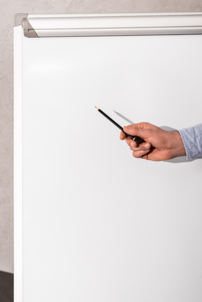 cropped image of businessman showing something at flipchart - Foto, afbeelding