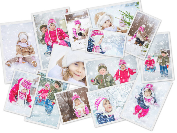 Collage children winter photo. Selective focus.  - Photo, Image