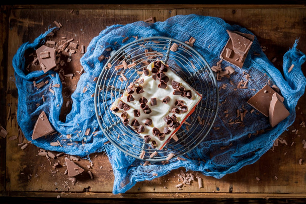 Homemade cake with chocolate chips and fruit jelly - Fotografie, Obrázek