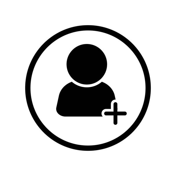 Vetor do ícone de usuário Plus na linha Circle - design icônico vetorial
 - Vetor, Imagem