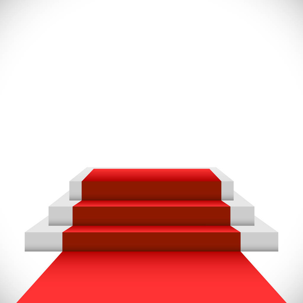 Empty three step podium with red carpet - Vector, Image