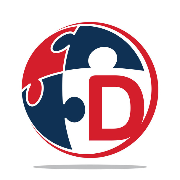 Логотип піктограми для бізнес-консалтингу, ілюстрований концептуальною головоломкою та літерою D
 - Вектор, зображення