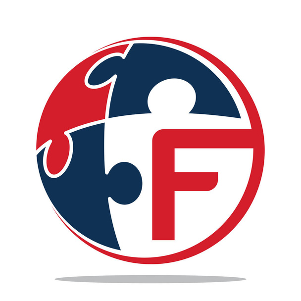 Icon logo for business consulting, illustrated with the concept puzzle and the initials  letter F - Vector, Image