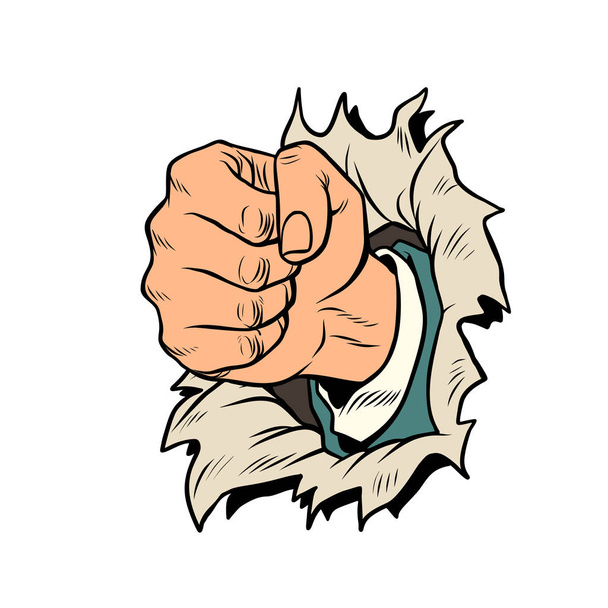 a fist punches the paper - Vector, Imagen