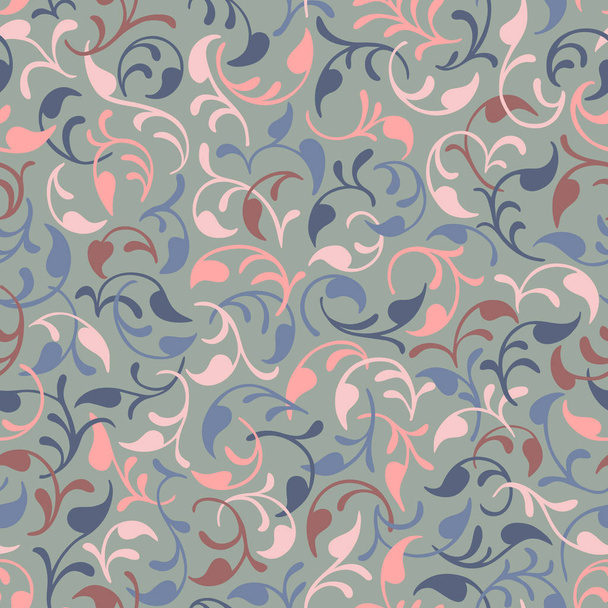Seamless vector pattern. Leaves. Isolated. Blue, pink, brown background - Vetor, Imagem