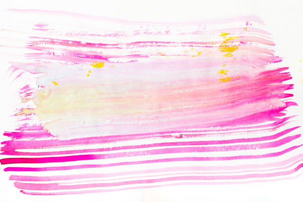 abstract painting with bright pink, purple and yellow brush strokes on white - Fotografie, Obrázek