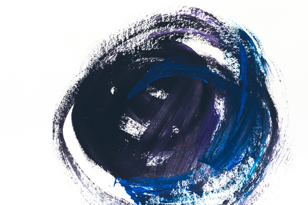 pintura abstracta con trazos de pincel azul oscuro y violeta sobre blanco
 - Foto, imagen
