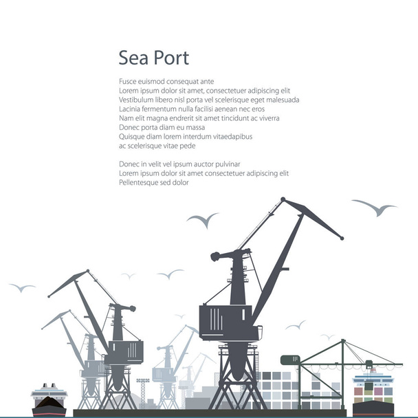 Cargo Sea Port Poster Brochure Design - Vector, Image