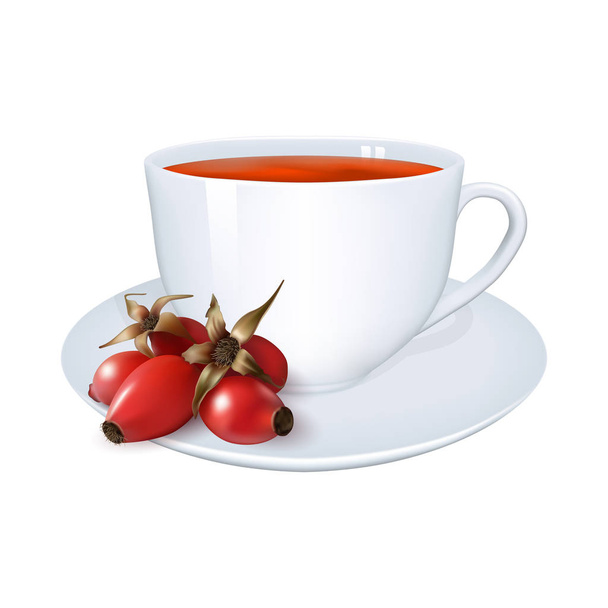 Чашка чая с собачьей розой
 - Вектор,изображение