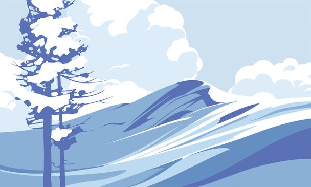 Блакитні гори зі снігом на тлі блакитного неба
 - Вектор, зображення