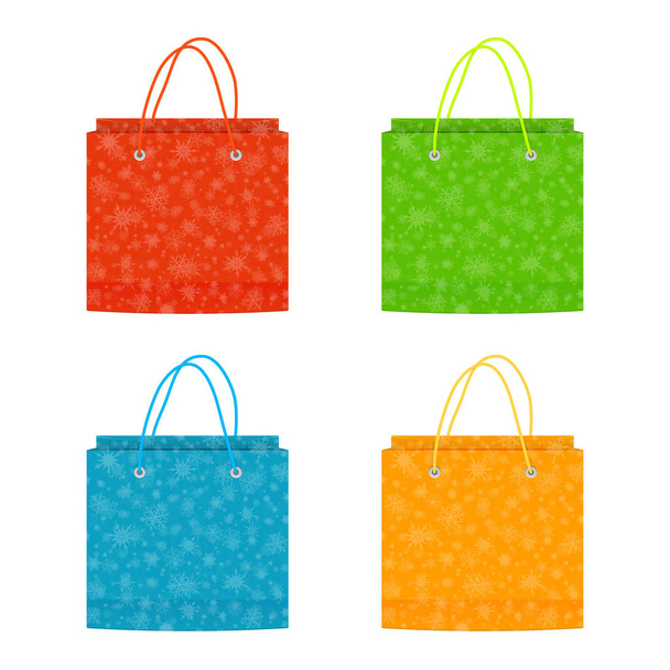 Colorful christmas paper bags isolated on white background vecto - Vector, Image