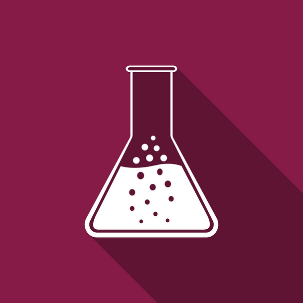 Test tube and flask - chemical laboratory test icon isolated with long shadow. Flat design. Vector Illustration - Vector, Image
