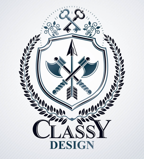 Heraldic design, vector vintage emblem. - Vektor, Bild