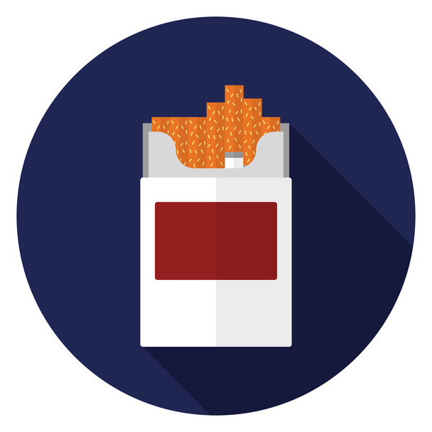 Cigarette pack icon. Illustration in flat style. Round icon with long shadow. - Vector, Image