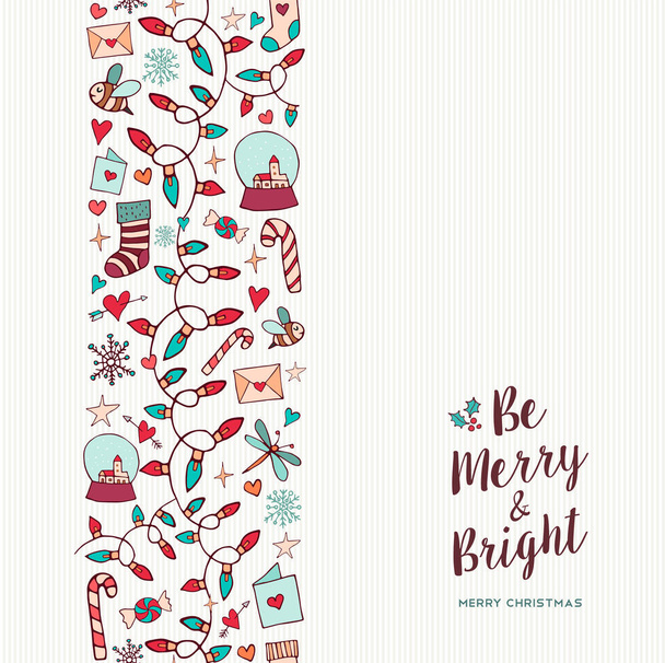 Merry Christmas hand drawn pattern greeting card - Vector, imagen